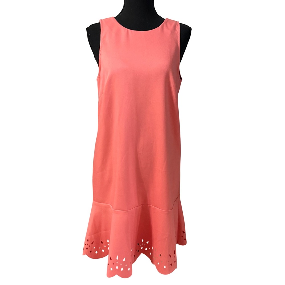 Ann Taylor LOFT Pink Laser Cut Eyelet Scallop Hem Sleeveless Shift Dress 6 NWT